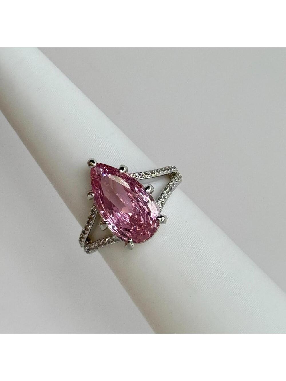 Bomb Party Ring - RG76972 "A Drop Of Joy" Rose Quartz CZ On Rhodium Size 8